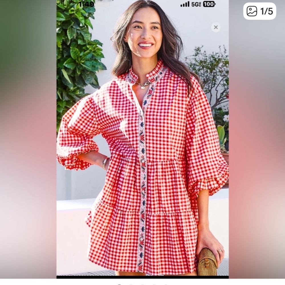 Printfresh Red Gingham Mini Dress - image 1